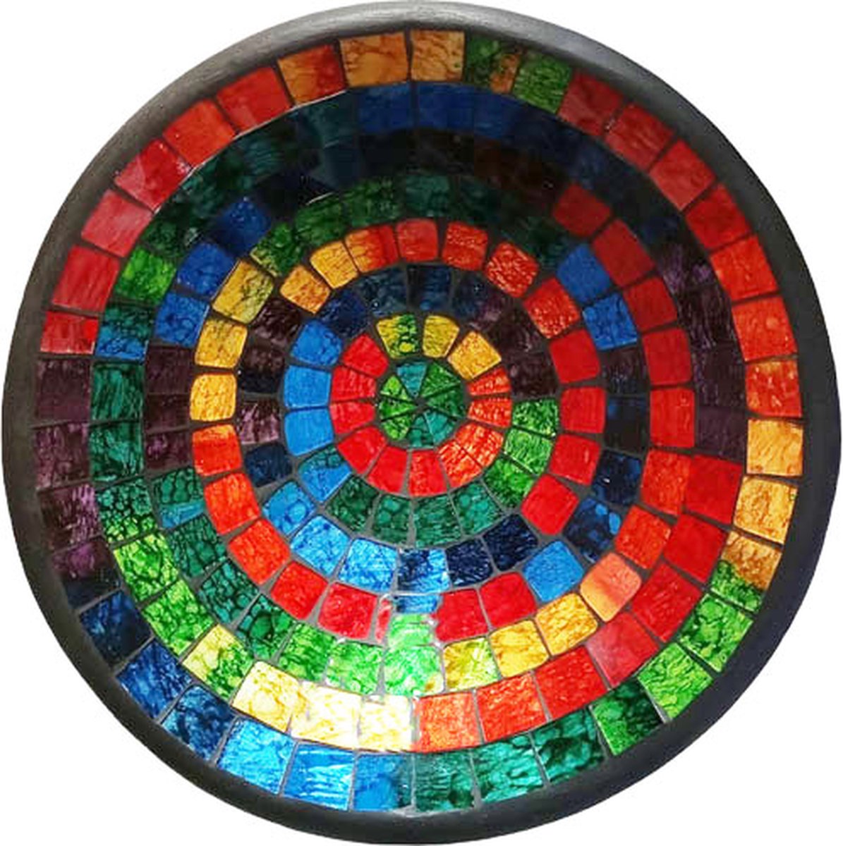Floz Design decoratieve schaal kleurmix glas en aardewerk 25 cm fairtrade