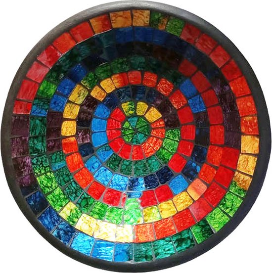 Floz Design decoratieve schaal - kleurmix - glas en aardewerk - 25 cm - fairtrade