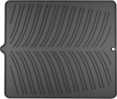 Afdruipmat van siliconen, hittebestendig en antislip afdruiprooster, grote rubberen mat voor het medicijn van services en glazen, 41 x 36 cm (grijs, 52 x 45 cm) (zwart, 41 x 36 cm)