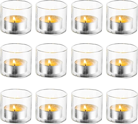 Photophore en verre transparent pour bougies chauffe-plat, bougies votives,  bougies