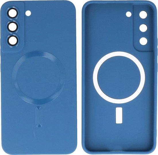 Hoesje Geschikt voor Samsung Galaxy S22 - Back Cover - MagSafe Hoesje met Camera Beschermer - Navy