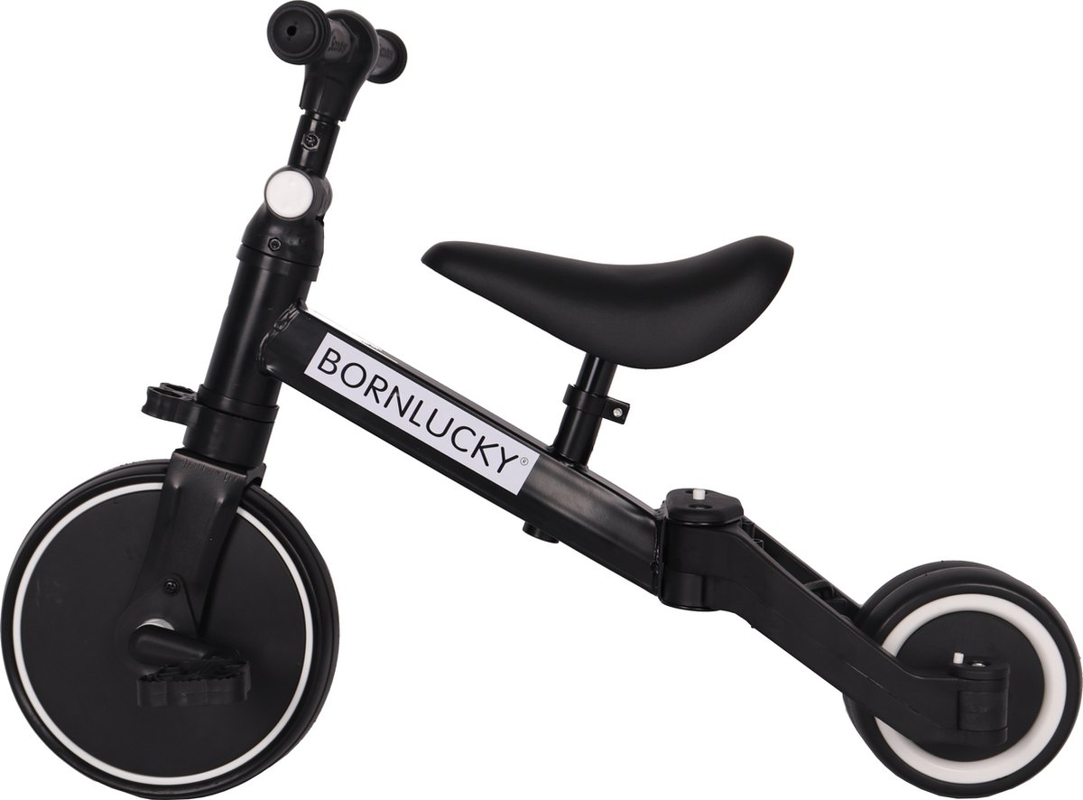 Born Lucky 4 in1 Driewieler / Loopfiets & Balance Bike - Zwart — afbeelding 2