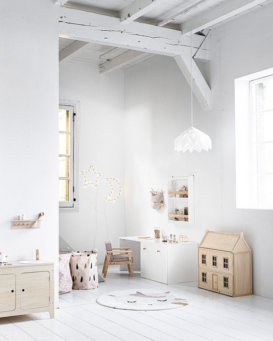 Petite Amélie Houten Poppenhuis Klassiek Naturel - H.16 cm - Geïnspireerd door Franse Huizen - Drie Verdiepingen vol Franse Charme