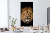 Muurstickers - Sticker Folie - Leeuw - Portret - Zwart - Dieren - 60x120 cm - Plakfolie - Muurstickers Kinderkamer - Zelfklevend Behang - Zelfklevend behangpapier - Stickerfolie
