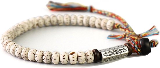 Sorprese armband - Tibetiaans - armband heren - verstelbaar - wit - 16-22 cm - cadeau - Model K