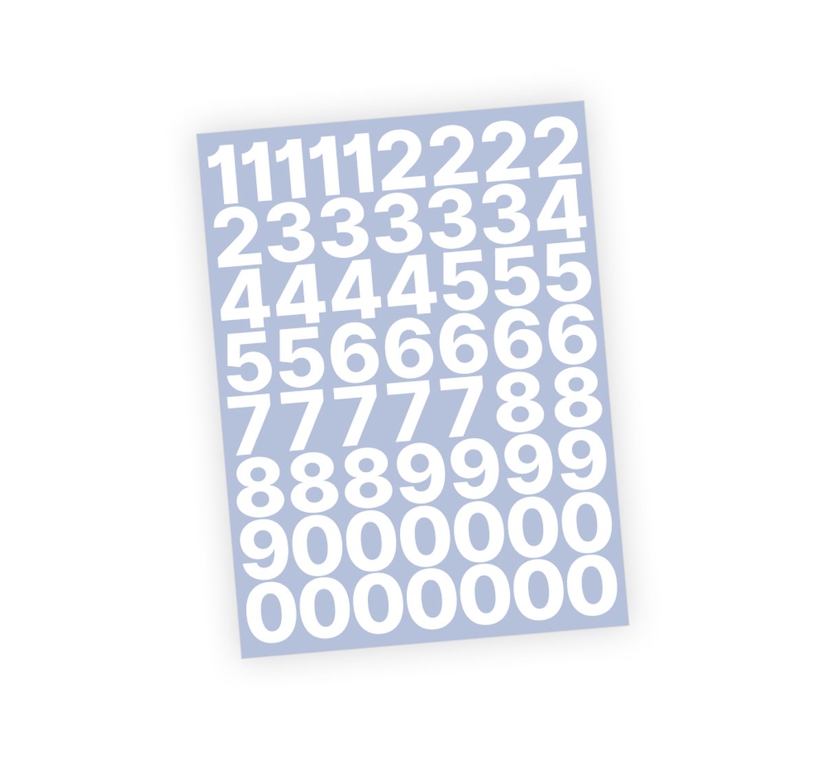 Cijfer stickers / Plaknummers - Stickervel Set - Wit - 3cm hoog - Geschikt voor binnen en buiten - Standaard lettertype - Glans