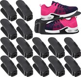 Relaxdays schoenen organizer - set van 15 - schoenenstapelaar - schoenen opbergsysteem - zwart