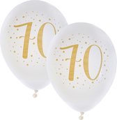 Santex verjaardag leeftijd ballonnen 70 jaar - 16x stuks - wit/goud - 23 cm - Feestartikelen
