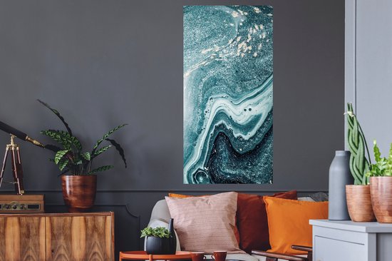 Stickers muraux - Sticker Foil - Pierres Précieuses - Blauw - Nature - Marbre - Abstrait - 60x120 cm - Film Adhésif - Stickers muraux Chambre Enfant - Papier Peint Auto Adhésif