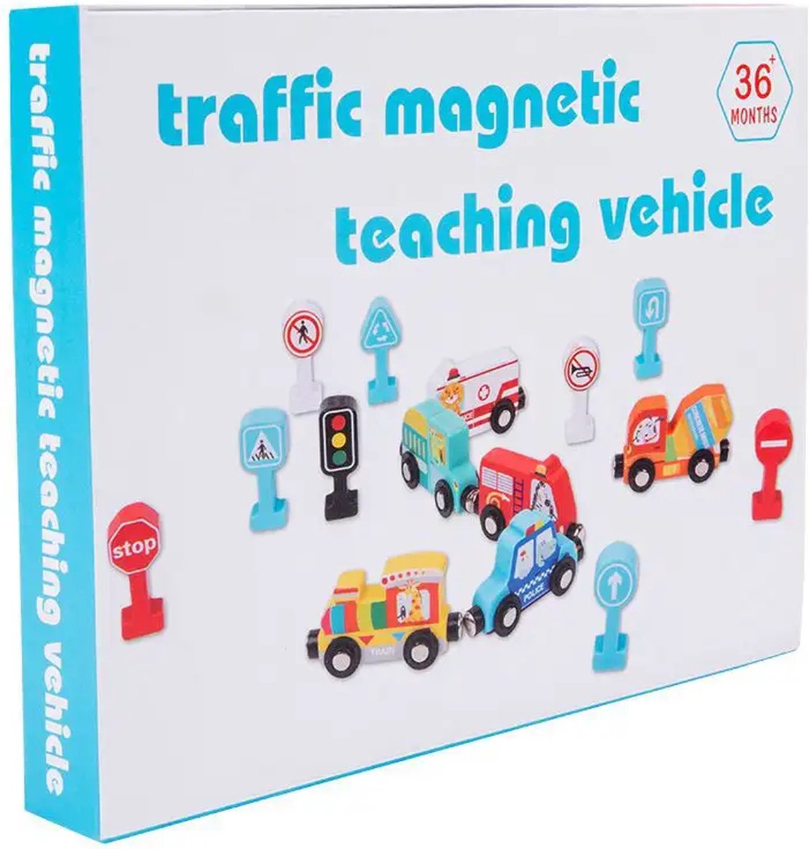 Jacootoys Houten magnetische treinwagons set, 15 auto's, 10 tracks met opbergtas, voor kinderen, peuters, compatibel met de belangrijkste merken spoorwegrailset