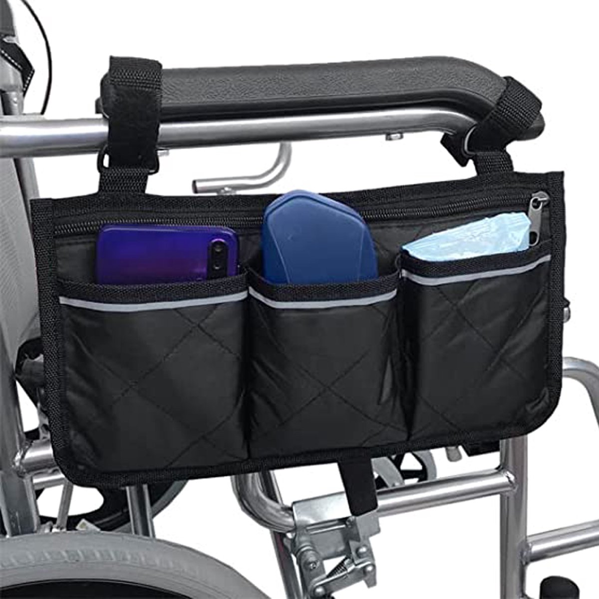 Goedkoopste Rolstoeltas - Zwart - Armleuning Rolstoeltas - Waterafstotende Opbergtas voor Rolstoel - Rolstoel Organizer