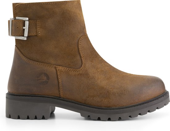 Travelin' Honefoss boots - Suede leren enkellaarsjes dames - Cognac leer - Maat 39