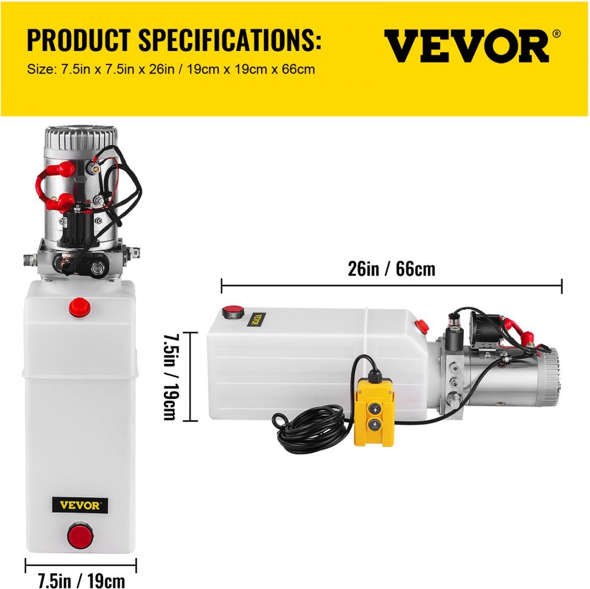 VEVOR 12V 8L Pompe Hydraulique Groupe Panneau de Commande Levage Simple  Effet