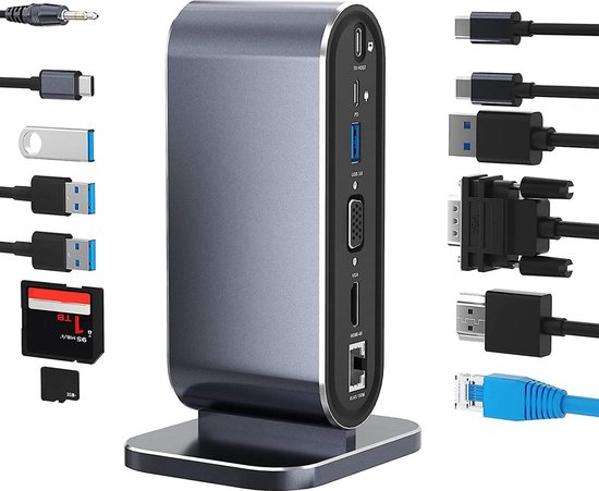 Station d'accueil pour ordinateur portable 12 en 1 de type C USB 3.0 HDMI  VGA PD