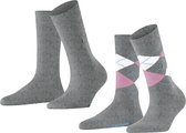 Burlington Everyday 2-Pack one-size katoen multipack sokken dames grijs - Matt 36-41