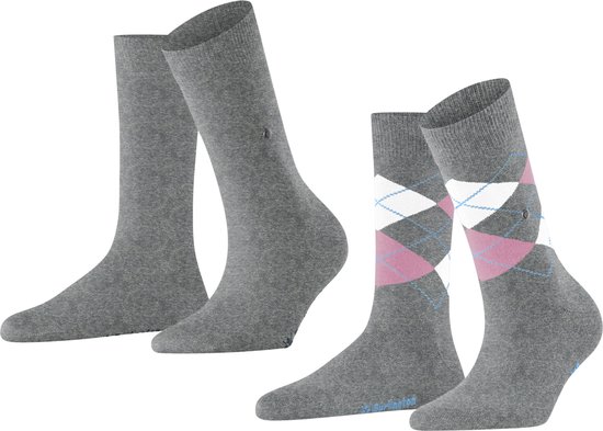 Burlington Everyday 2-Pack gedessineerd katoen multipack sokken dames grijs - maat 36-41
