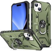 Coverup Heavy Duty Ring Kickstand Back Cover - Geschikt voor iPhone 15 Hoesje - Army Green