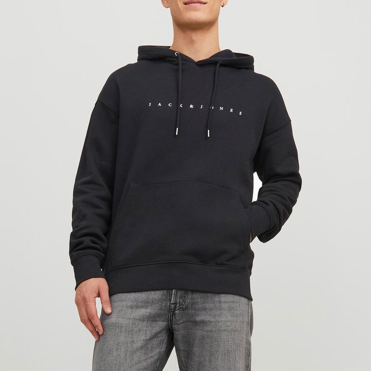 JACK & JONES Star jj sweat hood regular fit - heren hoodie katoenmengsel met capuchon - zwart — afbeelding 13