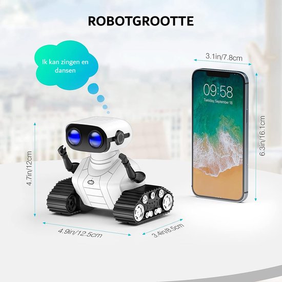 Jouet robot télécommandé rechargeable avec yeux LED, musique et