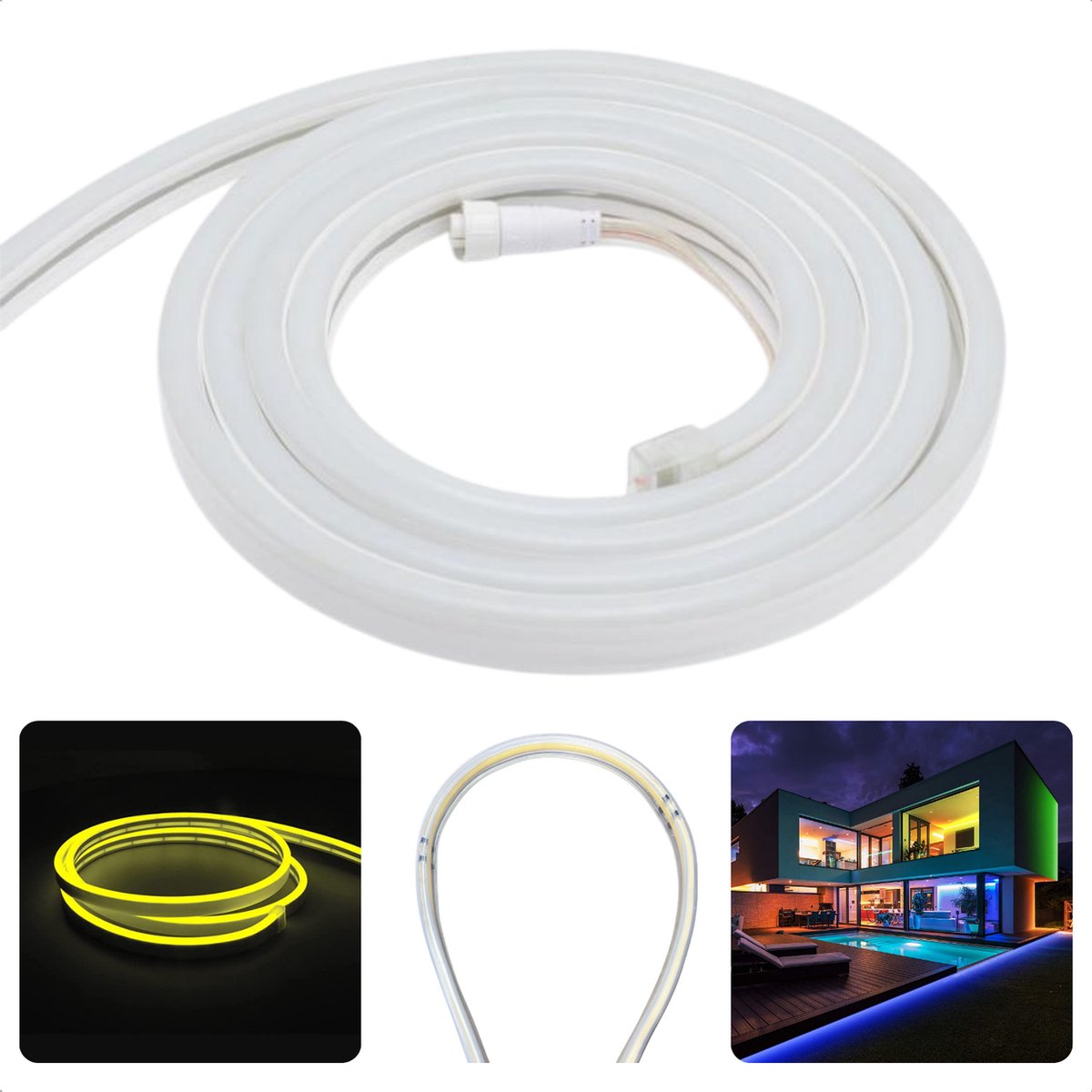 Cheqo® Ledstrip LED Neonlight - 5m - Koel Wit - Decoratie Lichtslang voor Binnen en Buiten - Cheqo