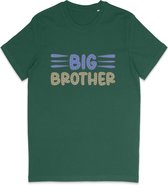 Jongens T Shirt Met Tekst: Big Brother - Grote Broer - Groen - Maat 128