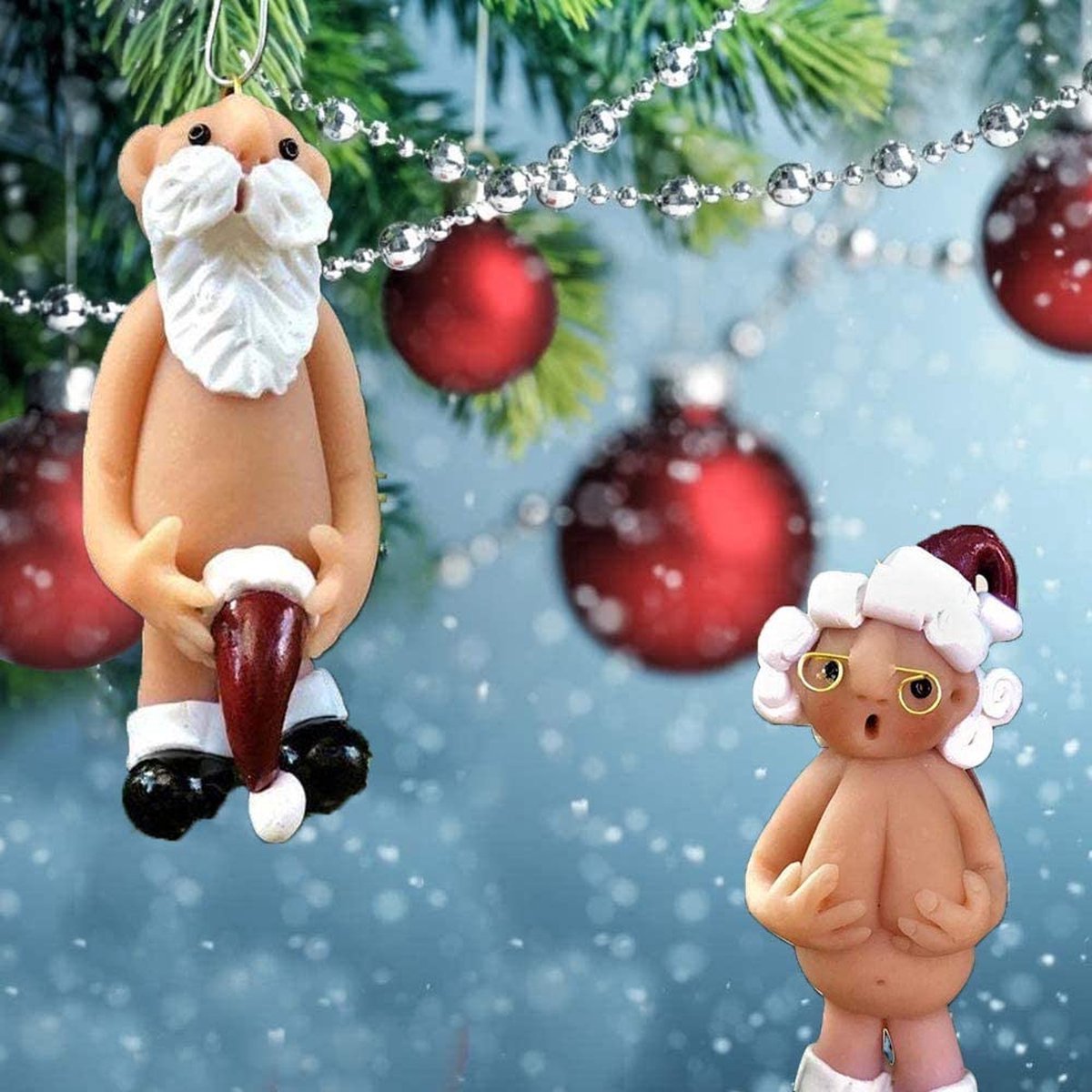 Kerstversiering | Opa oma | Blote kerstman en Blote kerstvrouw | klein kerstornament | kerstboomversiering | Kerstbal | Kerstballen | 5cm – foto 5