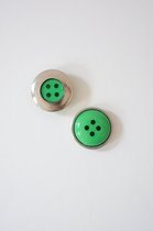 Knopen 10 stuks - groen zilver 25mm - groene knoop met vier gaatjes