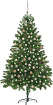 The Living Store Kunstkerstboom 210 cm - Groen - PE takken - LED-verlichting - Incl - kerstballen en piek