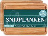Houten snijplank | 30,5 x 22,5 cm | Set van 2 Snijplanken | met Sapgroef | Natuurlijk Beukenhout | Omkeerbaar | Keuken