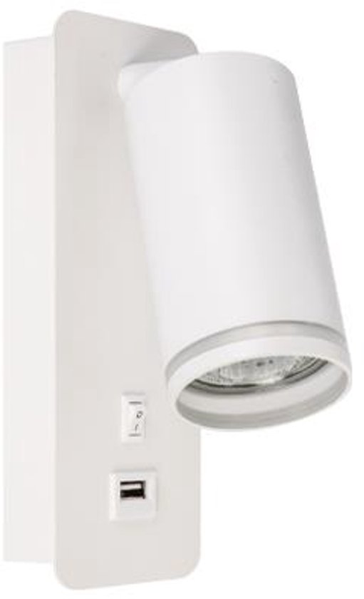 Applique LED - Lampe de chevet avec port USB | Raccord GU10 | Blanc