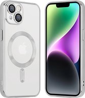 Coverzs telefoonhoesje geschikt voor Apple iPhone 14 Magneet hoesje met camera cover - magnetisch hoesje - zilver