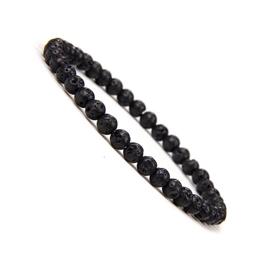 Donkergrijze lavasteen armband, geïsoleerd op witte achtergrond.