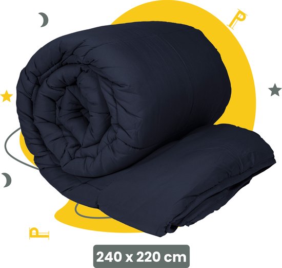 Sleep Comfy - Vivid Dreams - Navy - All Year Dekbed Enkel| 240x220 cm - 30 dagen Proefslapen - Hoesloos dekbed - Dekbed zonder overtrek - Dekbed met print - Gekleurd dekbed - Anti Allergie Dekbed - Eenpersoons Dekbed- Zomerdekbed & Winterdekbed