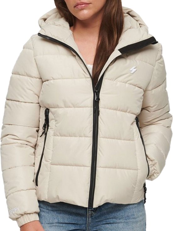 Superdry Hooded Spirit Sports Puffer Dames Jas - Pelican - Maat L