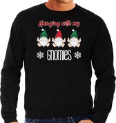 Bellatio Decorations foute kersttrui/sweater heren - Kerst kabouter/gnoom - zwart - Gnomies S