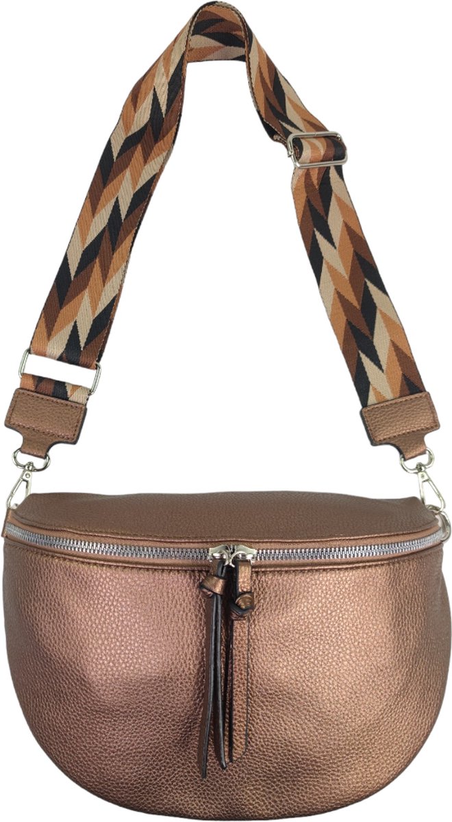 Qischa® - Crossbody heuptas bumbag - fashion riem - soft - bruin - vegan - large size