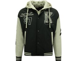 Bomberjack Heren - Baseball Jacket - Heren Oversized College Jacket met Capuchon - 8630 - Zwart
