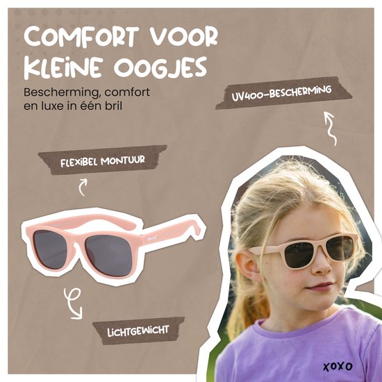 Maesy - kinderzonnebril Lino - 3-6 jaar - flexibel buigbaar - gepolariseerde UV400 bescherming - peuters en kleuters - jongens en meisjes - kinder zonnebril vierkant - licht roze van Maesy — afbeelding 3
