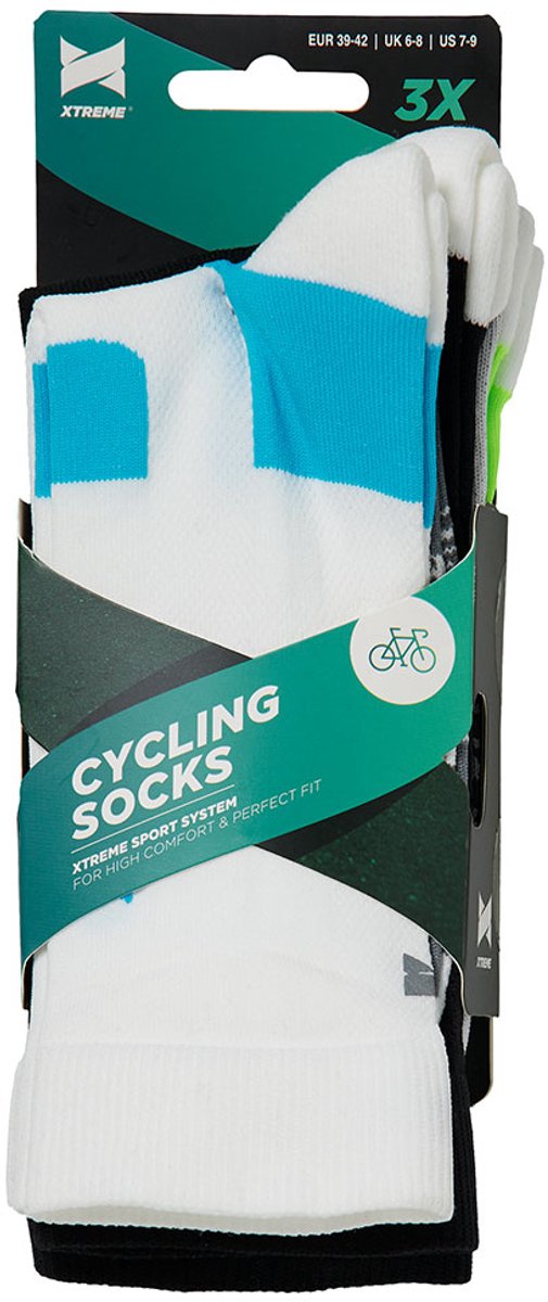 Xtreme - Fietssokken - Unisex - Multi wit - 42/45 - 3-Paar - wielrensokken - moutainbike sokken - fietsokken heren - fietssokken dames van Merkloos — afbeelding 2
