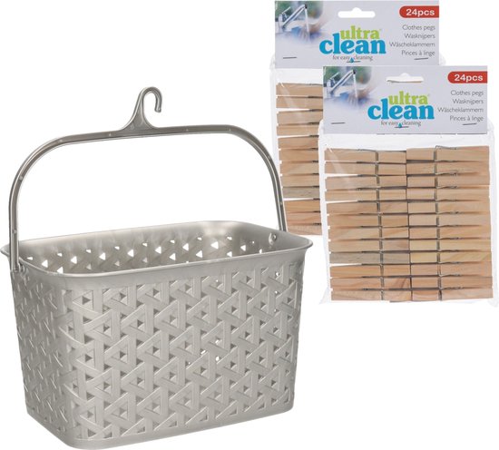Lot De 6 Paniers à Pinces Avec Crochet - Plastique Rouge 21x26x15 Cm - Tradineur