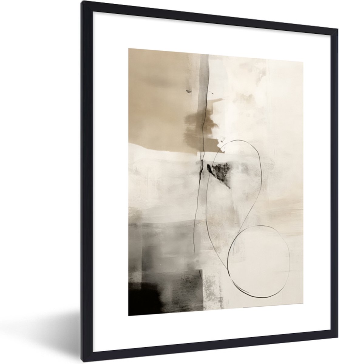 FrameYourWall Fotolijst met poster 30x40 - Kunst - Beige - Modern - Abstract - Grijs - Fotokader van hout - Kaders en lijsten - Houten fotolijstje - Wissellijst voor muurposter - Picture en photo frame - Posterlijst - Fotohouder Abstract grijs