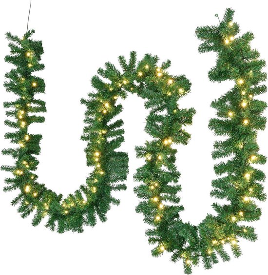 Kunstkerstslinger / Sparrenslinger / Kerstslinger - 5 Meter - 100 LED's - Binnen & Buiten