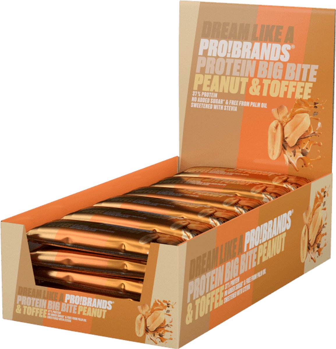Goedkoopste Pro!Brands | Protein Bar BigBite | Peanut Toffee | 24 Stuks | 24 x 45 gram