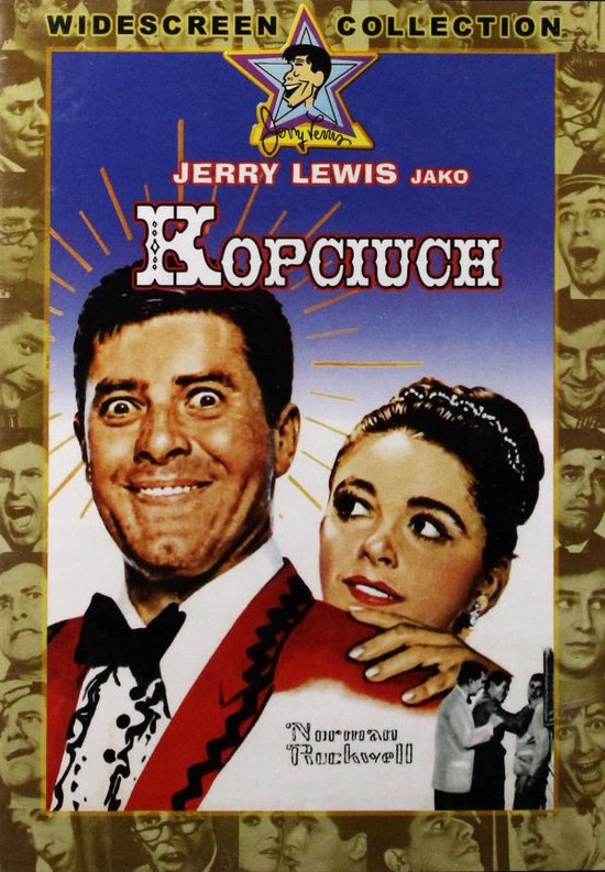 Jerry Lewis met grote glimlach naast Anna Maria Alberghetti. Jerry draagt een rood colbert.