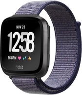 Shop4 - Geschikt voor Fitbit Versa 2 Bandje - Nylon Grijs Paars