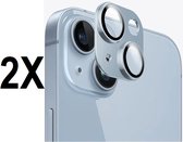 Screenz® - Camera lens protector geschikt voor iPhone 15 / 15 Plus luxe blauw - Screenprotector - Beschermglas - Glasplaatje geschikt voor iPhone 15 / iPhone 15 Plus - 2 stuks