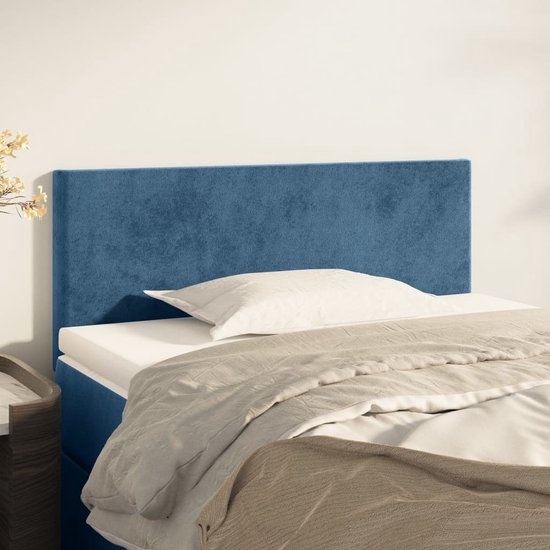The Living Store Hoofdbord - Klassiek - Fluweel - Stevige Poten - Verstelbare Hoogte - Comfortabele Ondersteuning - Donkerblauw - 90x5x78/88 cm