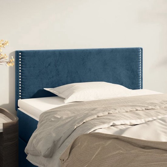 The Living Store Tête de lit - Tête de lit Classique en velours bleu foncé - Hauteur réglable - Pieds en bois robustes - 90x5x78/88 cm