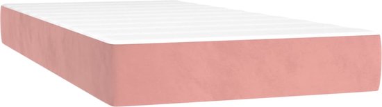 The Living Store Boxspring - Lit en velours rose avec éclairage LED- 203 x 90 x 118/128 cm - Matelas à ressorts ensachés - Surmatelas doux pour la peau - The Living Store
