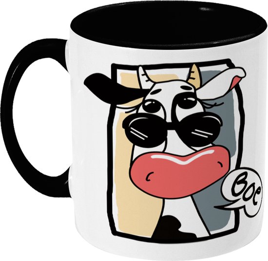 Mug Tasse Drôle Dessin Animé Vache Boo - Zwart Wit - Céramique - 350ml 11oz